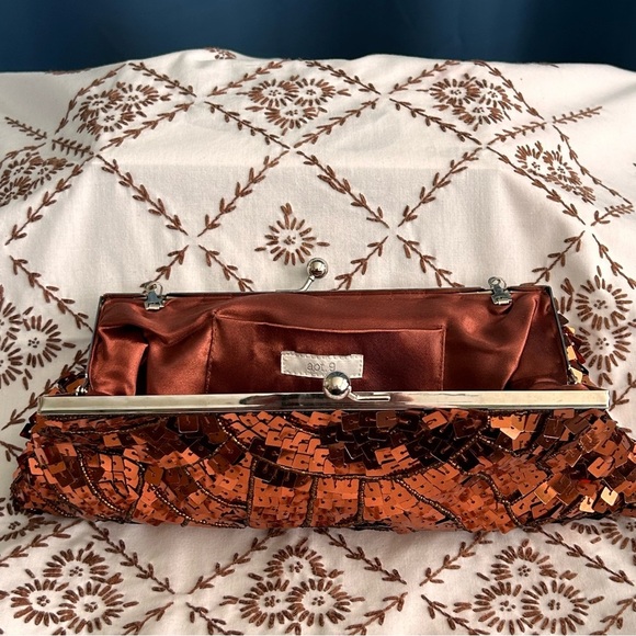 Vtg 90’s Apt 9 Women’s Copper Sequin Fashion Clutch w/ Removable Chain Strap - Picture 5 of 11